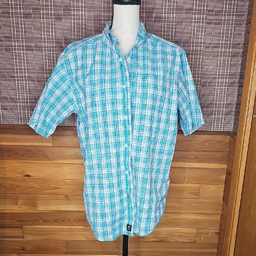 Ariat Men's Turquoise Plaid Button Down Shirt